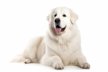 Great Pyrenees dog isolated on white background. Generative AI