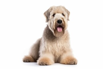 Soft Coated Wheaten Terrier dog isolated on white background. Generative AI