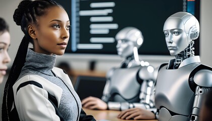 Artificial intelligence teaching students. Generative AI.