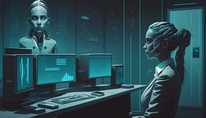 AI computerized office processing. Generative AI.