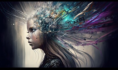 AI robots that become one with the galaxy. Generative AI.