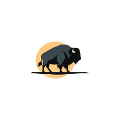 buffalo simple silhouette modern logo vector - obrazy, fototapety, plakaty