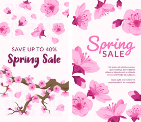 Spring sale up to forty percent, promo banner