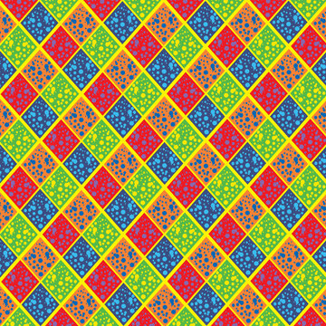 Seamless pattern with rhombuses. Vector background. Bright colors.