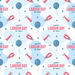 Happy Labor Day Seamless Pattern Design Illustration with Different Professions in Element Template Hand Drawn