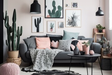 cozy modern living room with a minimalist design. Generative AI