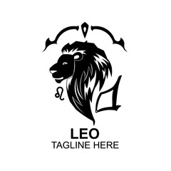 Fototapeta premium Zodiac horoscope astrology logo vector in black and white silhouette modern design. Elegant symbol and aesthetic icon template.