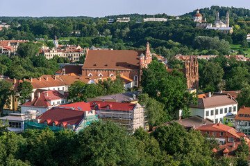 Aerial view of the old buildings in of Vilnius, Lithuania