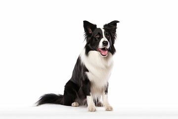 Border Collie dog isolated on white background. Generative AI