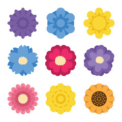 set of flower shape vector