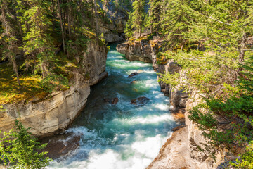 majestic mountain creek with rocky background in Vancouver, Canada, North America.