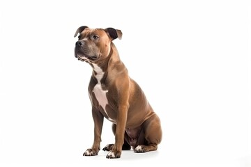 American Staffordshire Terrier dog isolated on white background. Generative AI