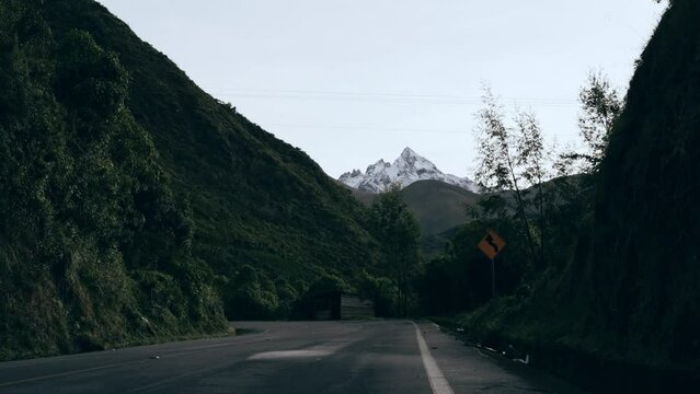 Cotacachi volcano with snow in the top.
