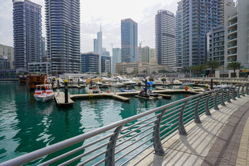 Fototapeta premium Dubai Marina in Dubai, UAE. View of the skyscrapers and the canal
