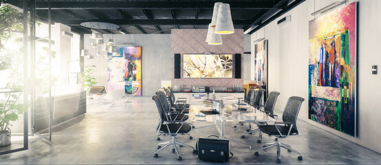 Contemporary Commercial Space Design - panoramic 3d visualization
