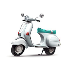Modern classic scooter on a white background. Generative AI illustration for your design