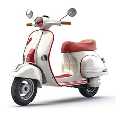 Classic scooter on a white background. Generative AI
