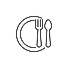 Plate spoon fork line icon