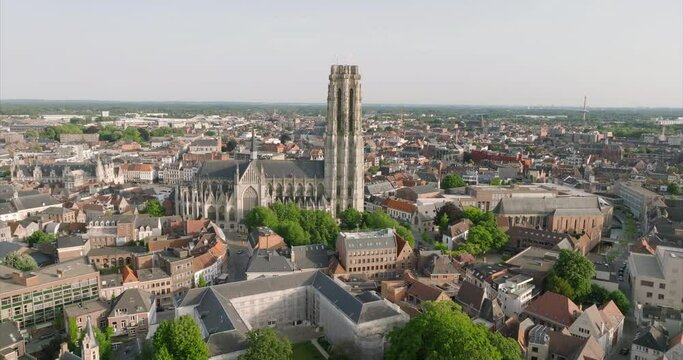 Going upwards, towards the St. Rumbold's Cathedral in Mechelen, Belgium