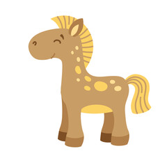 Vector illustration in a cartoon style of a cute horse