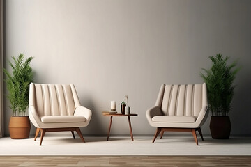 Home interior mockup wall, living room, Generative AI	