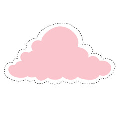 Pink cloud and black dotted lines.	