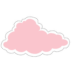 Pink cloud and black dotted lines.	