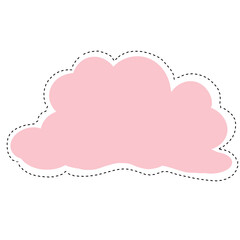 Pink cloud and black dotted lines.	