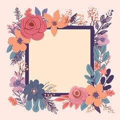 Blooming Frame Floral Border created with Generative AI technology