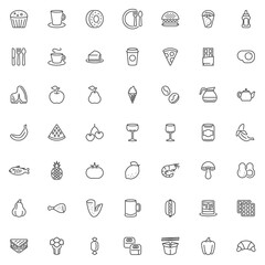 Food and drink line icons set