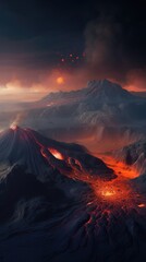 Raging Rivers of Magma, Volcano Eruptions. Gen AI