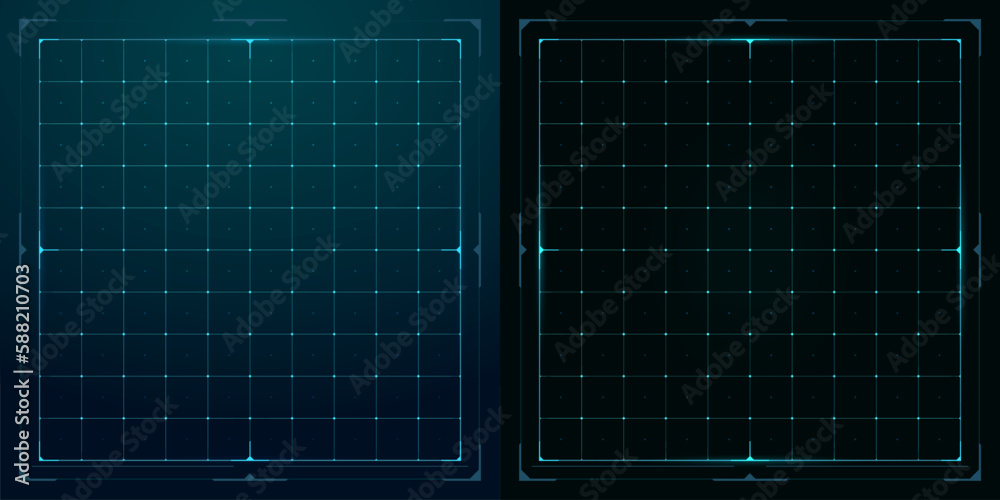 Leinwandbilder HUD grid tech interface, futuristic data screen dashboard, vector background. HUD digital technology line grid with dot nodes, virtual techno display with grid pattern or wireframe hologram