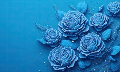 blue rose on blue glitter  ai generative
