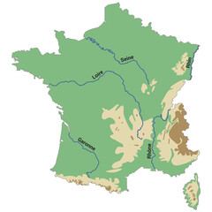 Map of France with main rivers