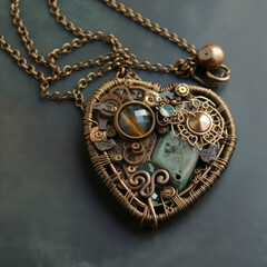 Wrapped Wire Heart Necklace, AI
