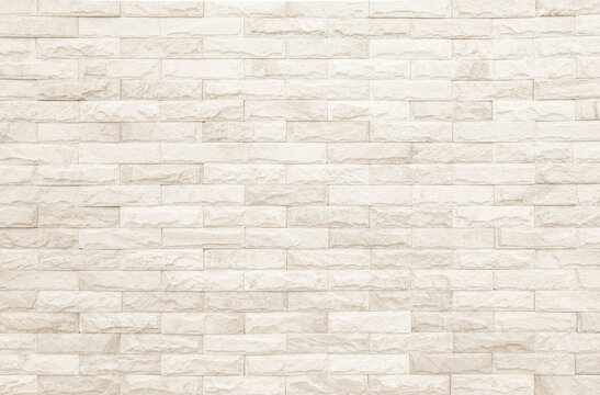 Empty background of wide cream brick wall texture. Beige old brown brick wall concrete or stone textured, wallpaper limestone abstract.	
