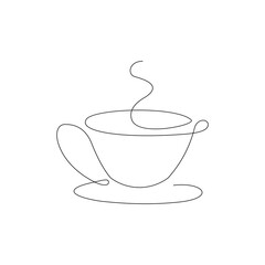 Continuous line drawing of cup of coffee. Vector illustration
