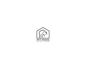 Dog and cat logo design template vector, line of pet logo design suitable for pet shop, store, cafe, business, hotel, veterinary clinic, Domestic animal vector illustration logotype, sign, symbol.