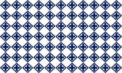 set of patterns in style, dark blue diamond with cross at the center repeat seamless pattern, replete image design for fabric print 