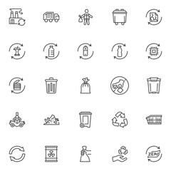 Zero waste line icons set