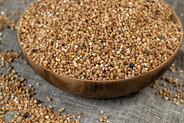 Poorly cleaned buckwheat groats for cooking porridge