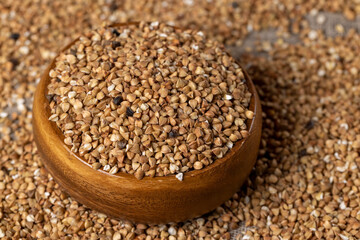 Poorly cleaned buckwheat groats for cooking porridge