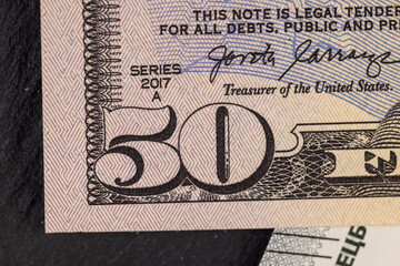 Details of American money close up