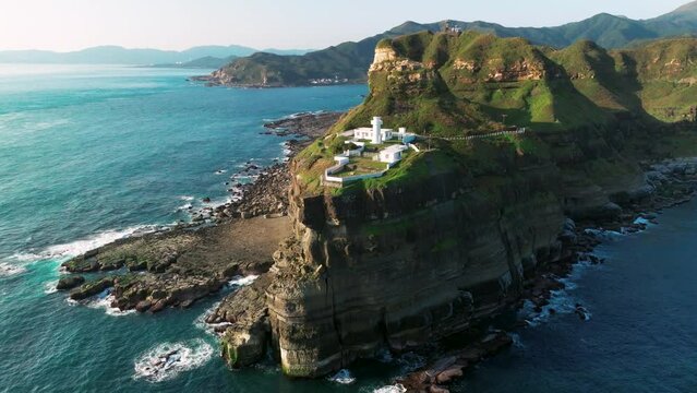 Aerial view of Bitou Cape Lighthouse,Taiwan.