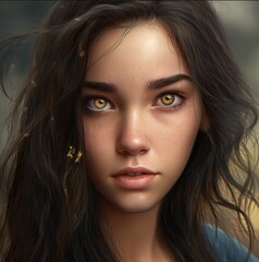 Fototapeta premium A close-up of the young model's face. AI-generated images