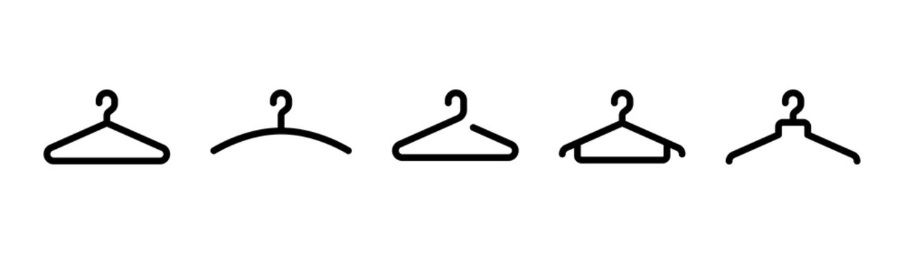 Clothes hanger icon set. Simple and black color icons.