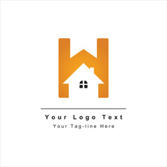 simple letter H logo with real estate design template