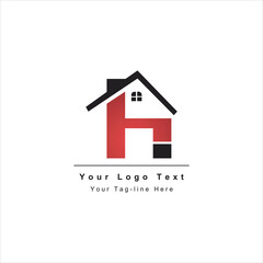 letter H with real estate design icon logo