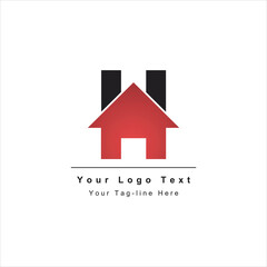 simple initial H with real estate design logo abstract