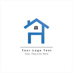 combination logo letter H with real estate design icon